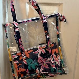 Clear totes with makeup